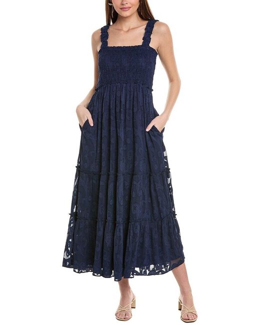 Lilly Pulitzer Blue Hadly Smocked Maxi Dress