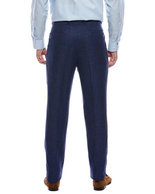Brunello Cucinelli Blue Linen & Wool-Blend Trouser for men
