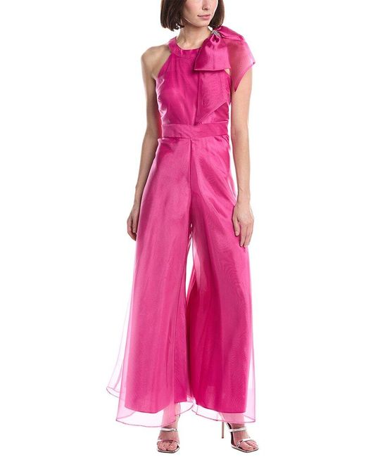 Eliza J Pink Sleeveless Solid Walk-Thru Jumpsuit