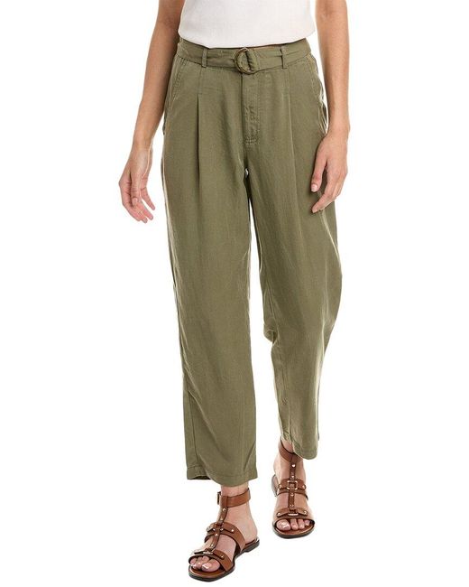 Tahari Green Woven Twill Tapered Leg Fly Ankle Pant