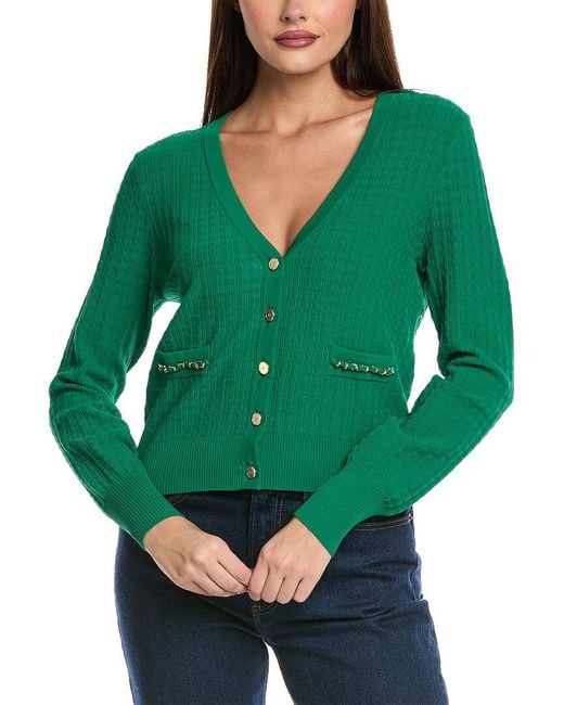 Tahari Green The Oaklee Cardigan Sweater