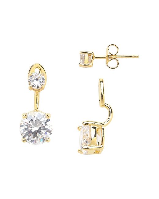 Sterling Forever Metallic 14k Over Silver Cz Brilliant Jacket Earrings