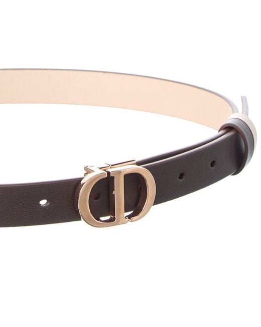 Dior White Montaigne Reversible Leather Belt