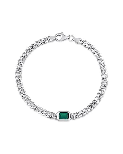 Rina Limor Metallic Silver 0.90 Ct. Tw. Emerald Curb Link Bracelet