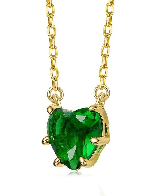 Rachel Glauber Green 14K Plated Cz Solitaire Necklace