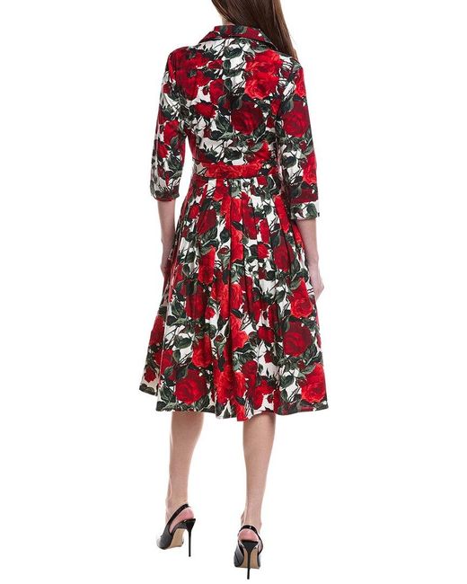 Samantha Sung Red Aster Midi Dress