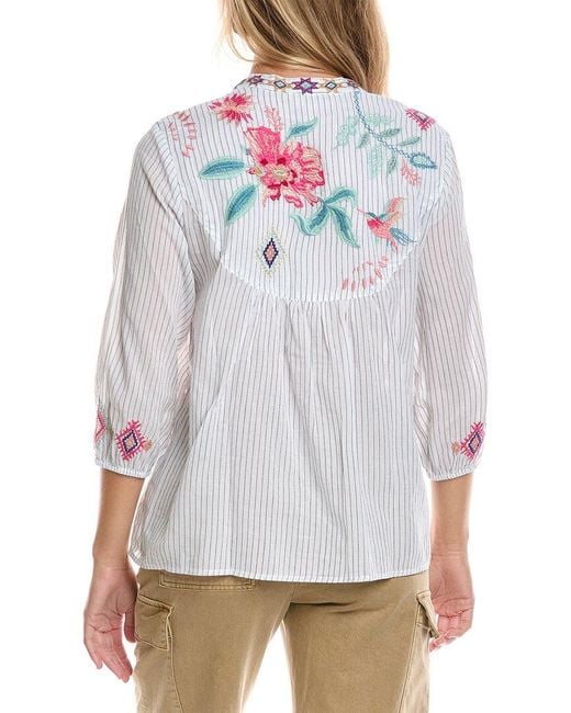 Johnny Was White Paris Effortless Blouse