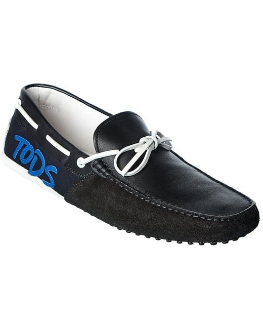 Tod's Black Tods Gommino Leather & Suede Loafer for men