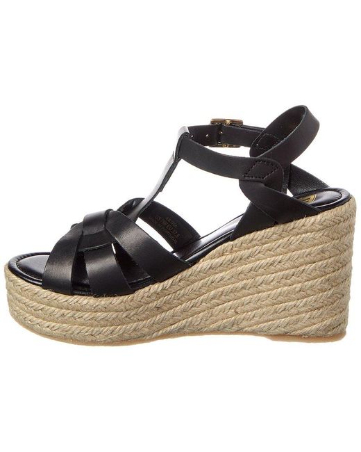 M by Bruno Magli Black Estra Leather Wedge Sandal