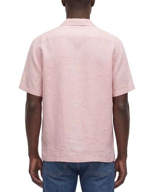Theory Pink Daze Precise Linen Shirt for men