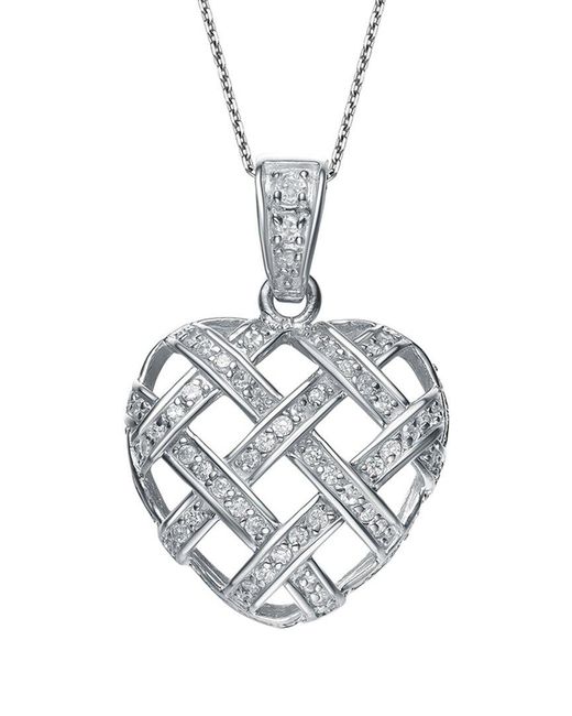 Genevive Jewelry Metallic Silver Cz Heart Pendant