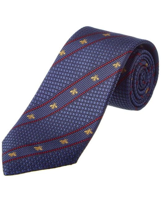 Gucci Blue Bee Web Silk Tie for men