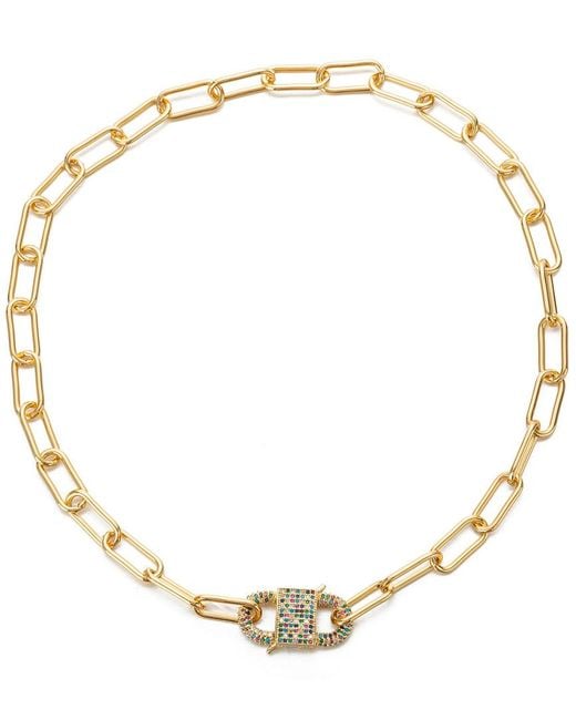 Eye Candy LA Metallic Luxe Collection Gloden Chain Link Necklace With Cubic Zirconia Crysal Pendant