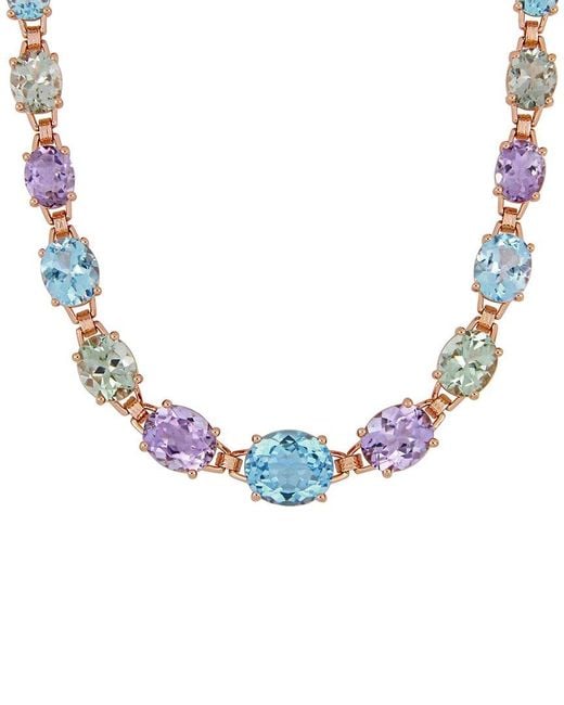 Rina Limor Metallic Rose Gold Vermeil Silver 68.96 Ct. Tw. Gemstone Link Necklace