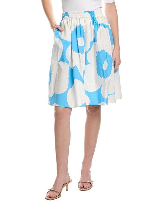 Marimekko Blue Poiminnot Unikko Mini Skirt