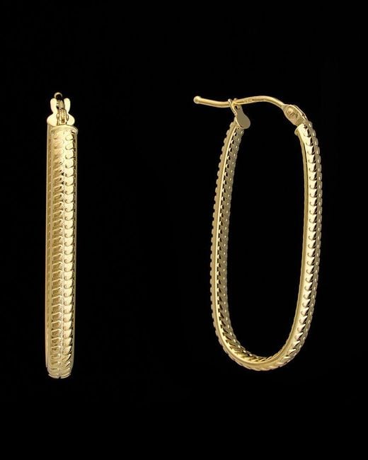 Italian Gold Black 18k Textured Oval Hoops