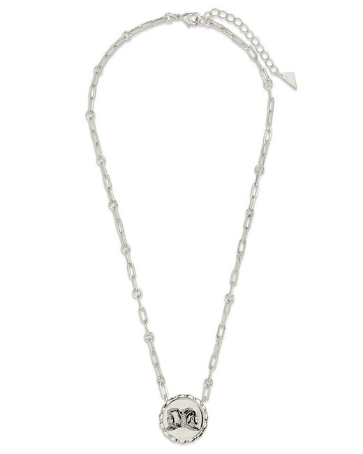 Sterling Forever White Rhodium Plated Cz Bold Link Gemini Zodiac Necklace