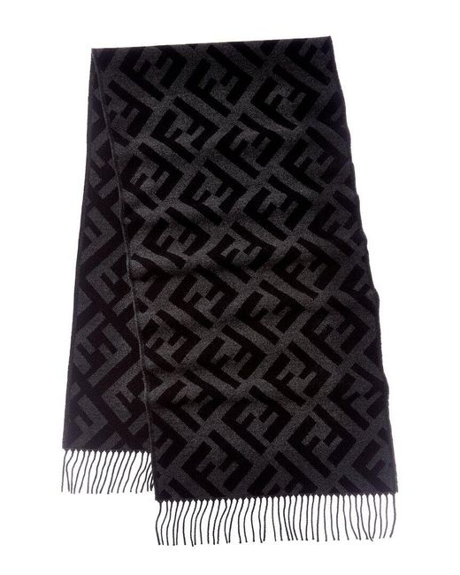 Fendi Blue Ff Logo Cashmere Scarf for men