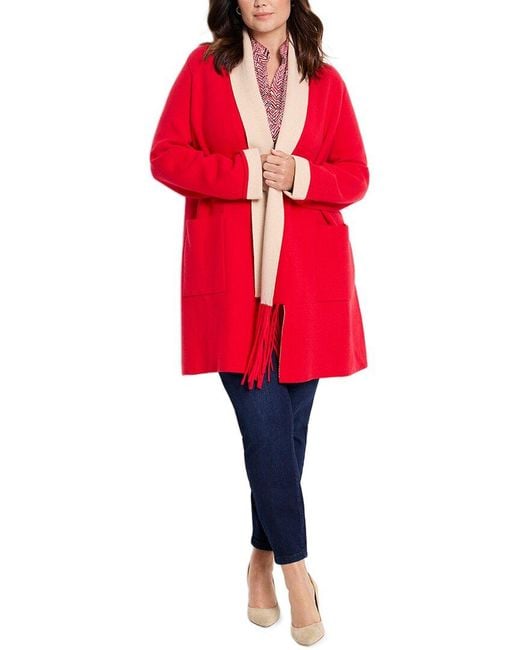 NIC+ZOE Red Plus Cool Nights Reversible Fringe Jacket