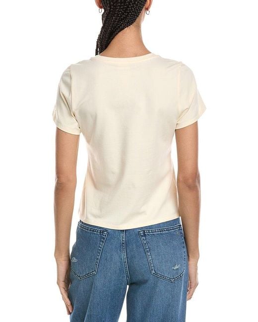 Cinq À Sept Blue Merci Leather Applique Shrunken T-Shirt