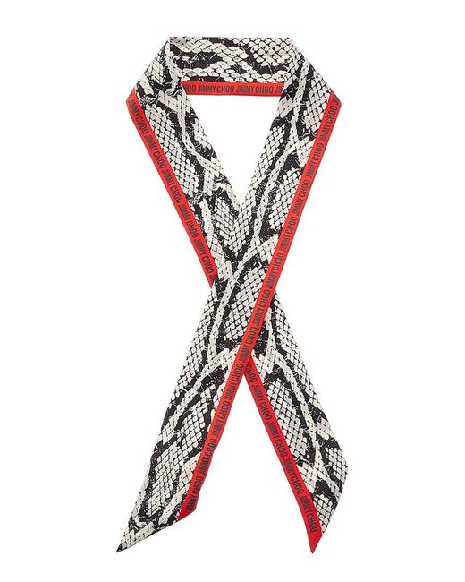 Jimmy Choo Black Logo Silk Scarf