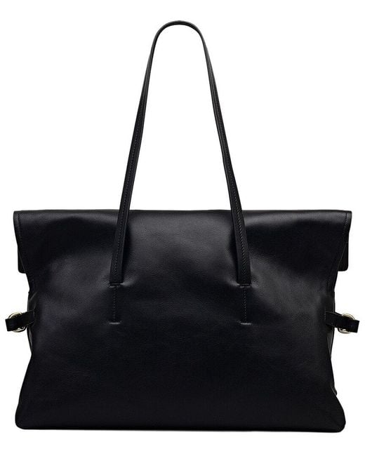 Radley Black Fleet Street Medium Flapover Leather Tote