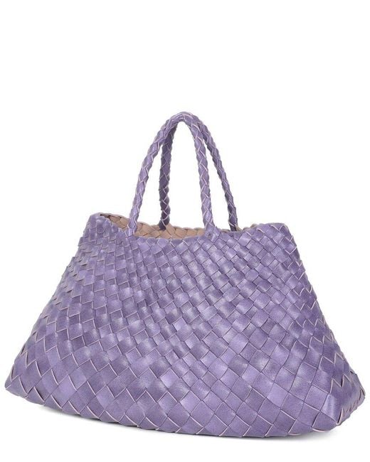 Tiffany & Fred Paris Purple Woven Leather Top Handle Bag