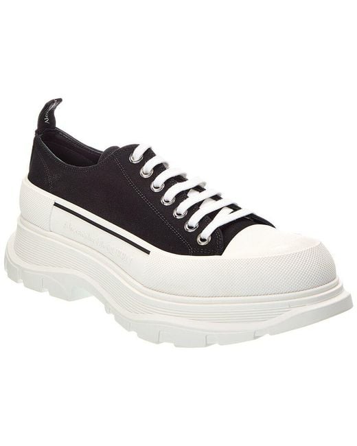 McQueen White Tread Slick Canvas Sneaker