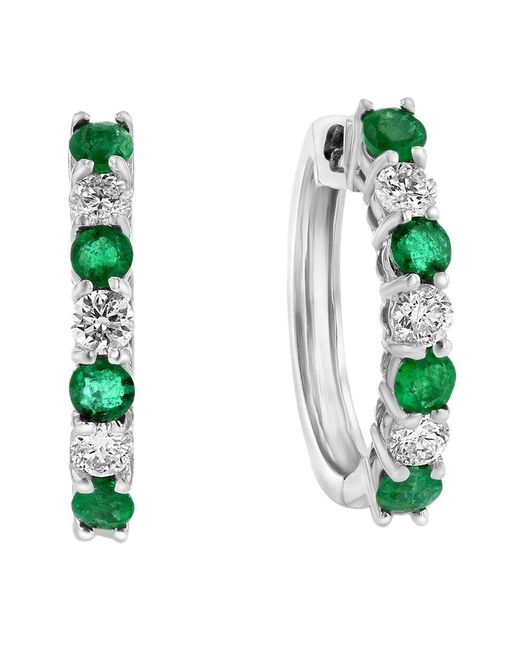 Diana M Green Fine Jewelry 14k 1.15 Ct. Tw. Diamond & Emerald Hoops