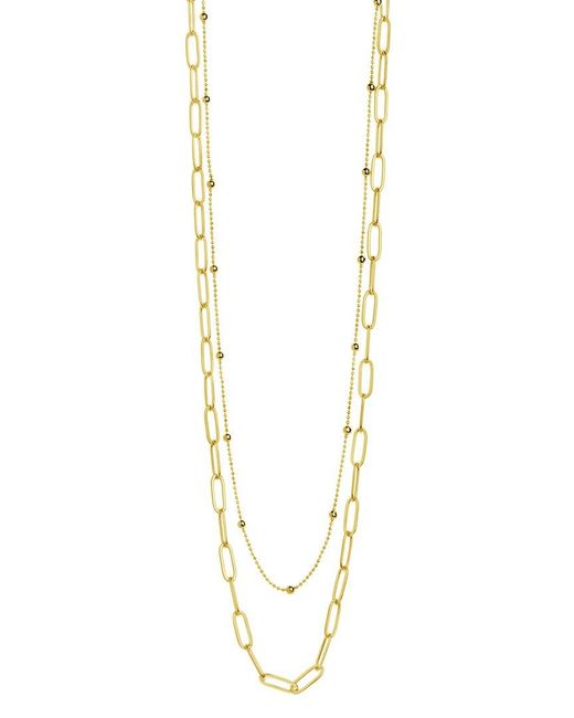 Sterling Forever Metallic 14k Plated Leah Paperclip Layered Chain Necklace