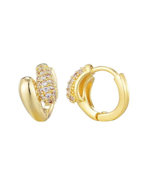 Adornia Metallic 14K Plated Cz Double Band Hoop Huggie Earrings