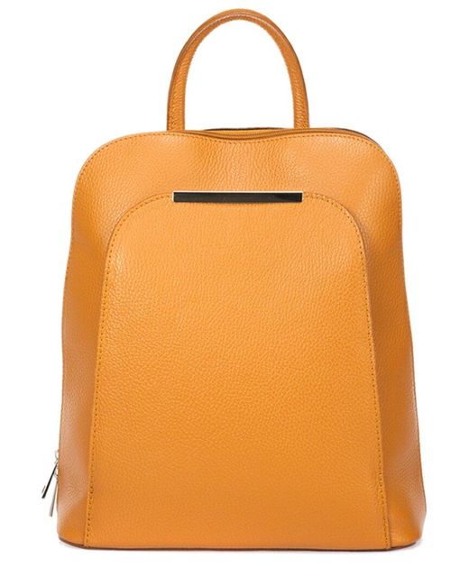 Italian Leather Orange Backpack