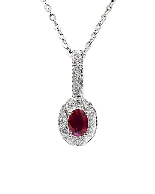 Diana M Multicolor Fine Jewelry 14k 0.90 Ct. Tw. Diamond & Ruby Necklace