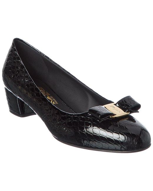 Ferragamo Black Vara Ornament Leather Pump