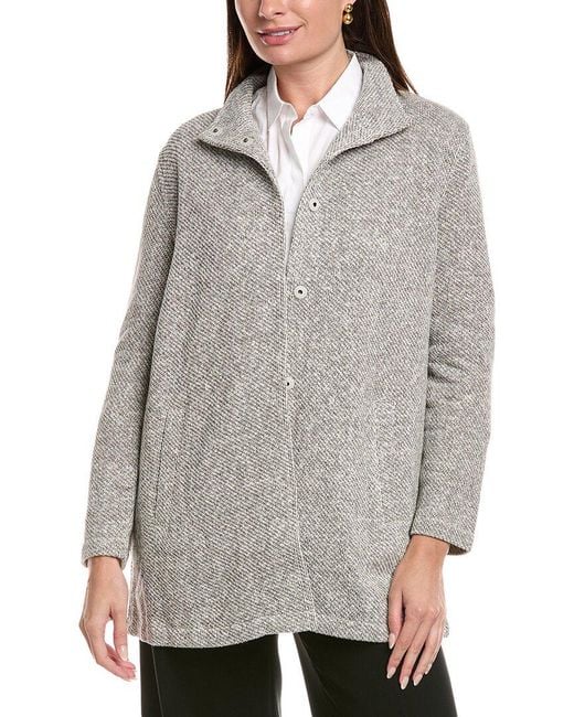 Eileen Fisher Gray Stand Collar Jacket