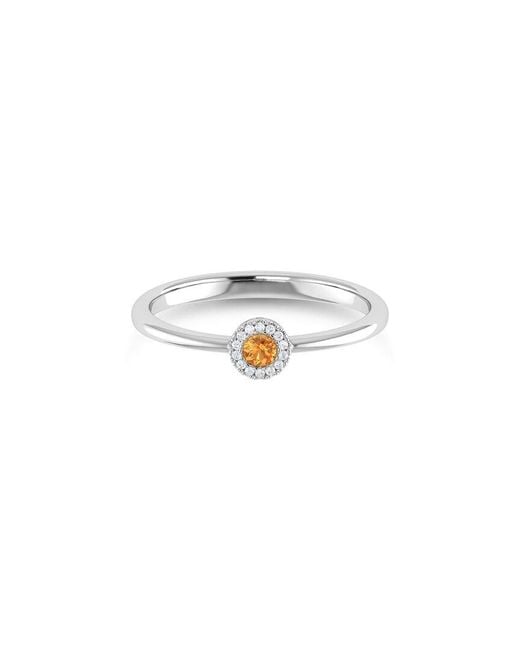 Sabrina Designs White 14K 0.09 Ct. Tw. Diamond & Citrine Ring