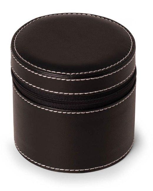 Bey-berk Brown Full Grain Leather Single Watch Case With Zipper Closure