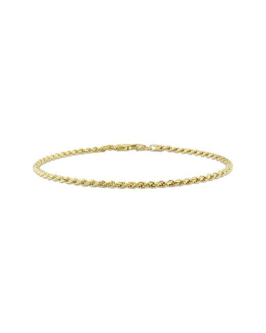 Italian Silver White 18K Over Rope Chain Bracelet