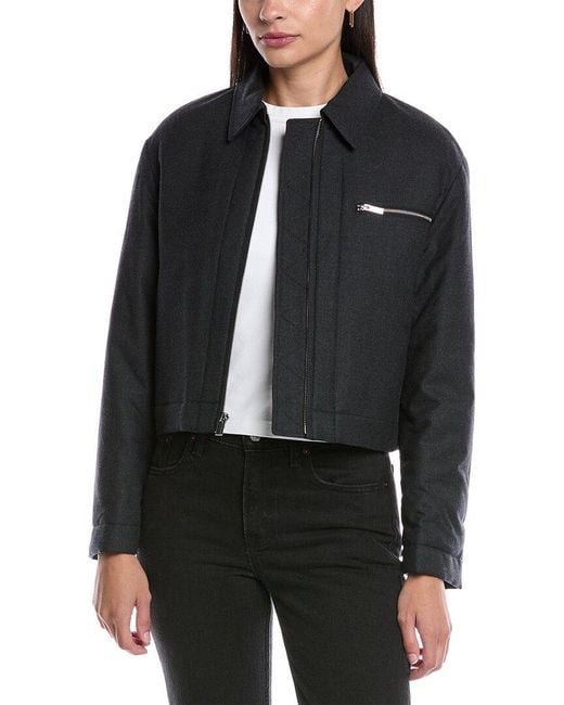 Theory Black Crop Wool-Blend Jacket