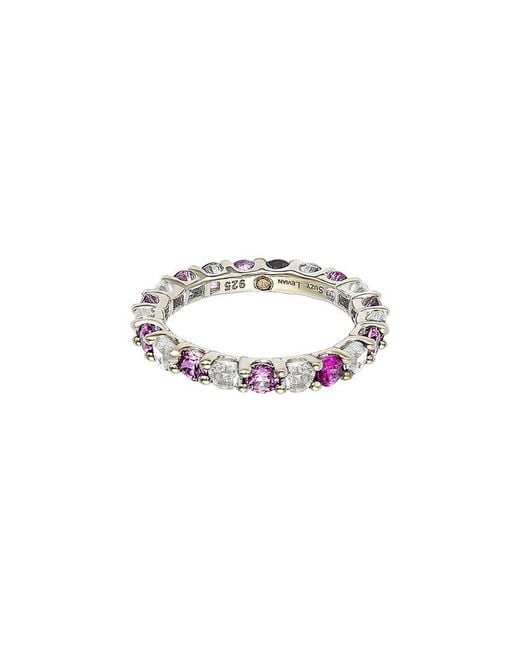 Suzy Levian White Silver Diamond & Sapphire Eternity Ring
