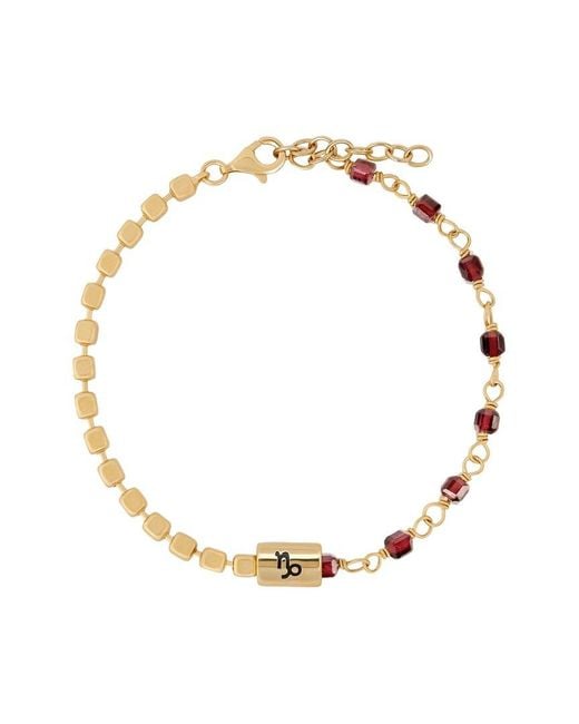 Karma and Luck Metallic Zodiac Plated Garnet Beaded Bracelet