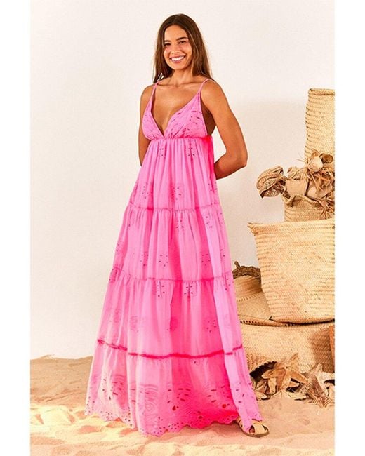 Farm Rio Neon Pink Maxi Dress