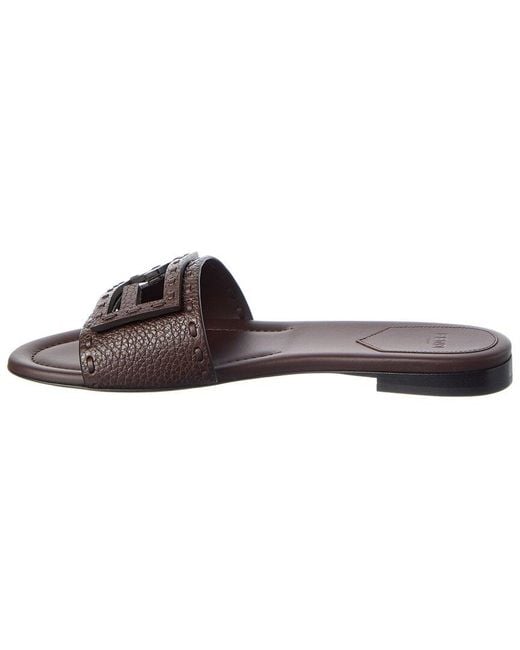 Fendi Brown Ff Baguette Leather Sandal