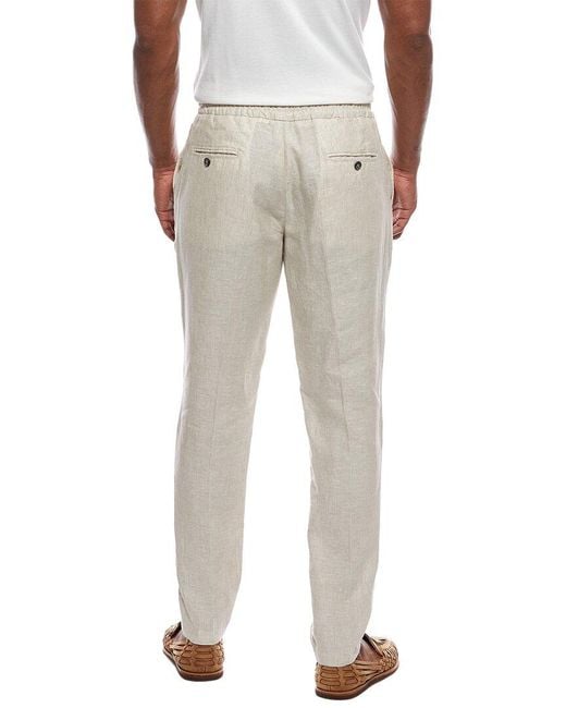 Isaia Natural Drawstring Linen Trouser for men
