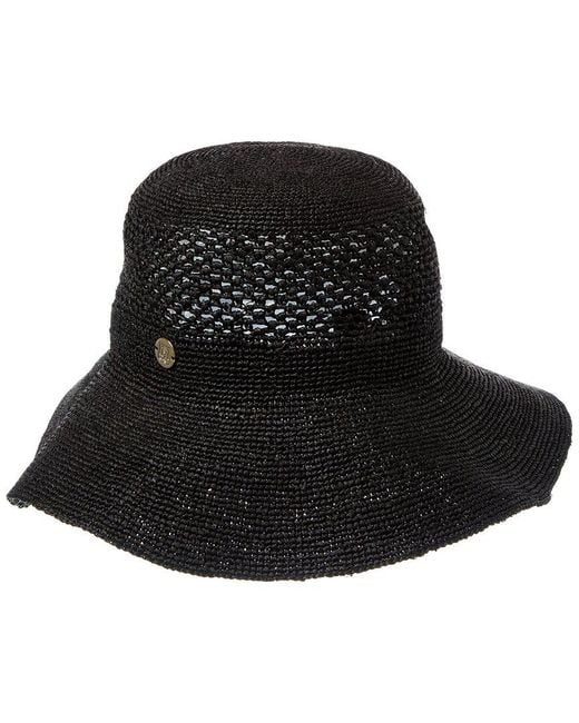 Bruno Magli Black Packable Floppy Crochet Hat