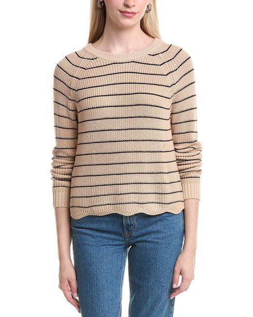 Autumn Cashmere Blue Cotton By Striped Shaker Rib Sweater
