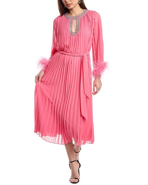 FLORA BEA NYC Pink Steffina Pleated Midi Dress