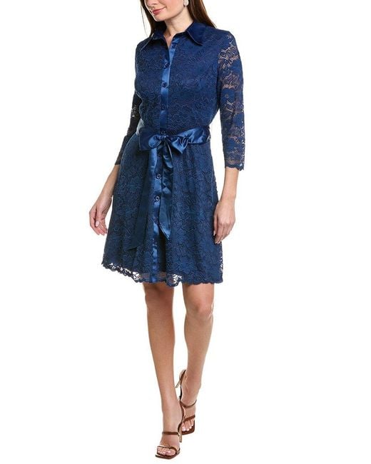 Rene Ruiz Blue Lace Shirtdress
