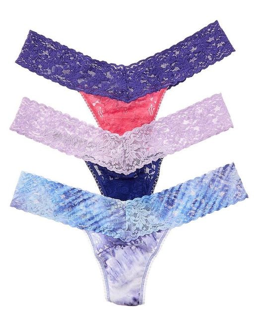 Hanky Panky Blue Set Of 3 Colorplay Low-Rise Thong