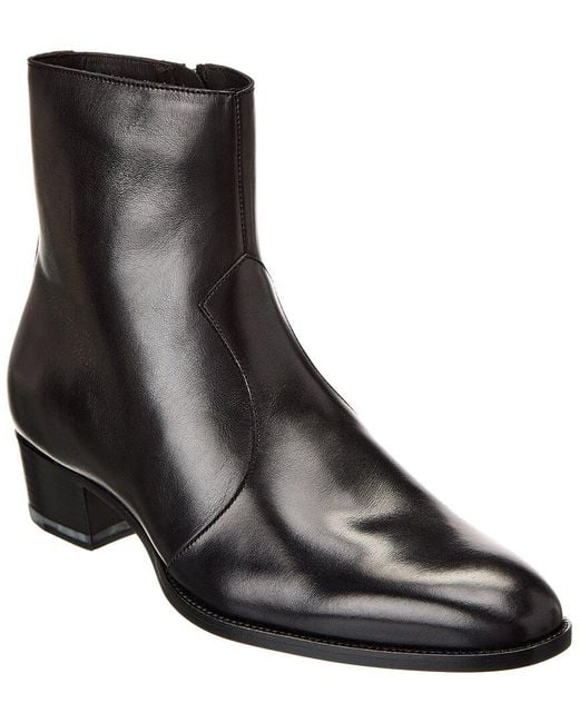 Saint Laurent Black Wyatt Leather Boot for men